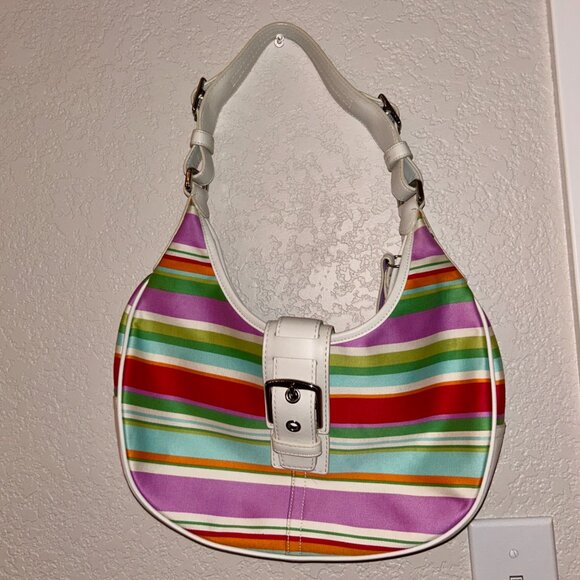Y2K Coach Bag, Hamptons bag striped f10702 like new RARE - Picture 1 of 3